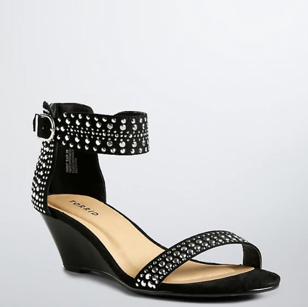 Torrid Rhinestones Black Mini Wedges Size 12W